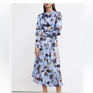 7 Leaf Print Cowl Neck Midi Dress Urban Rivivo
